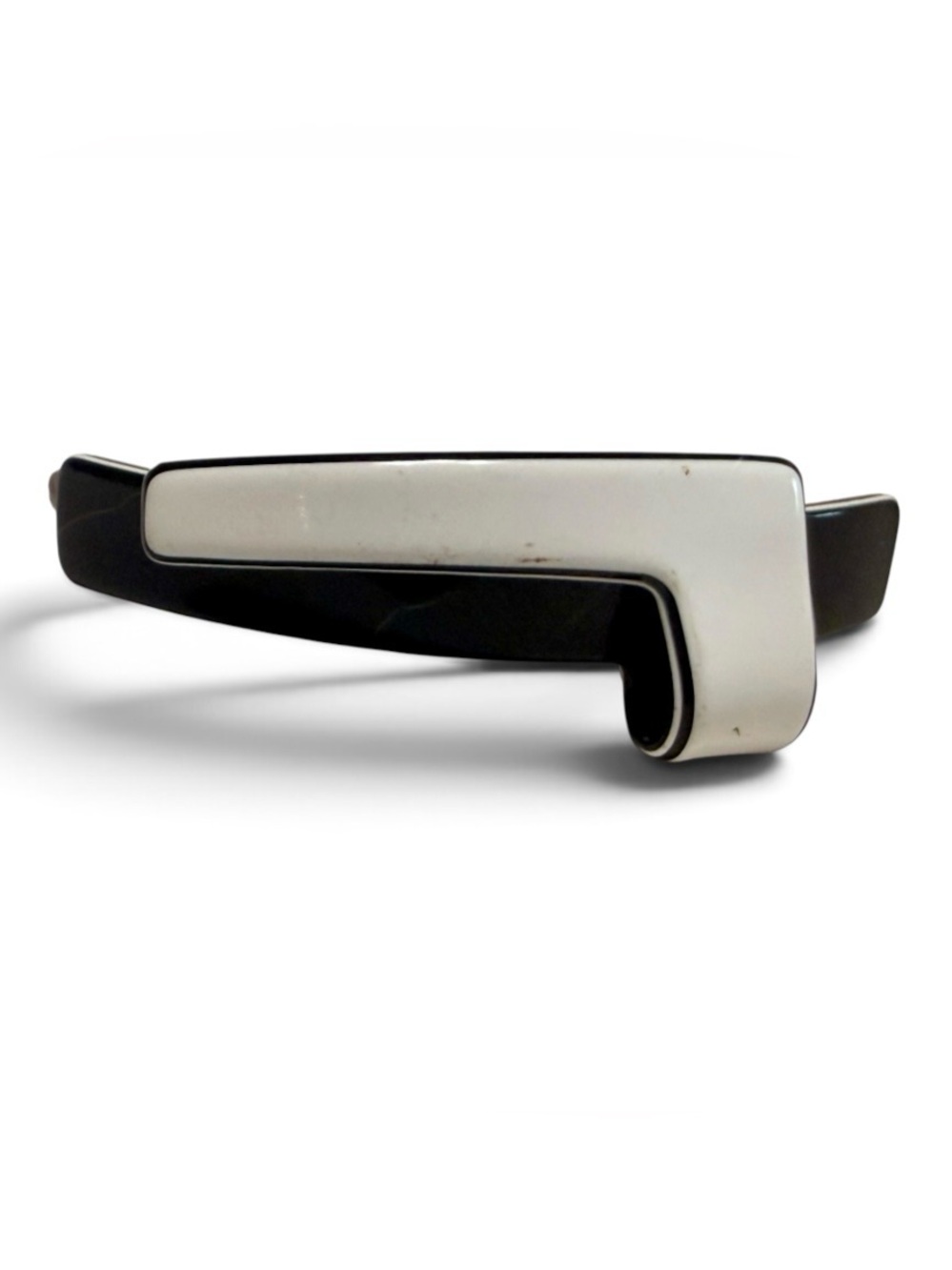 1980s French Barrette in Colorblock Black and White, New Wave Look, 2.5”, Unworn